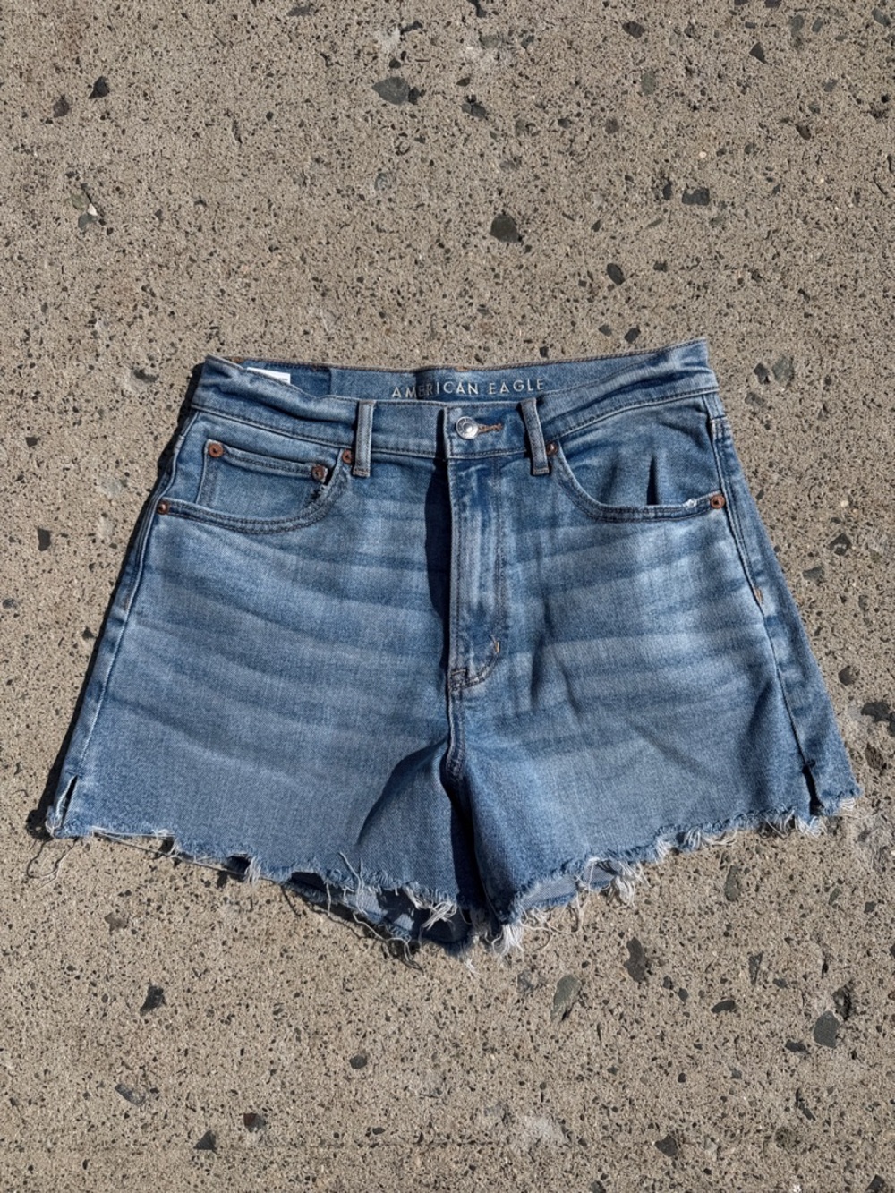 American Eagle Outfitters Medium Blue Distressed Denim Cutoff Shorts